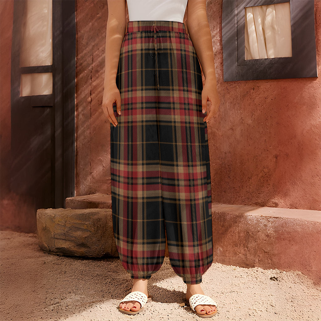 Black And Red Stewart Tartan Print Harem Pants