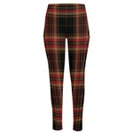 Black And Red Stewart Tartan Print High-Waisted Pocket Leggings