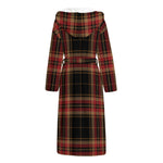 Black And Red Stewart Tartan Print Hooded Bathrobe