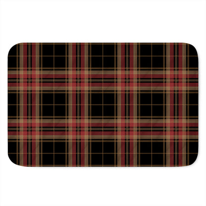 Black And Red Stewart Tartan Print Indoor Door Mat