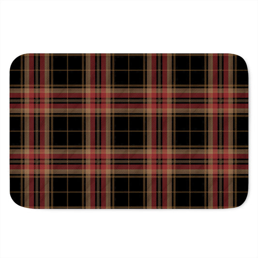 Black And Red Stewart Tartan Print Indoor Door Mat
