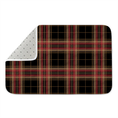 Black And Red Stewart Tartan Print Indoor Door Mat