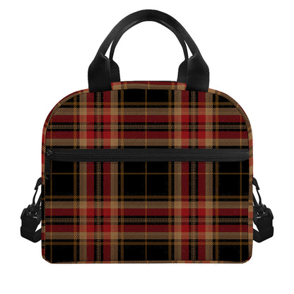 Black And Red Stewart Tartan Print Insulated Lunch Bag