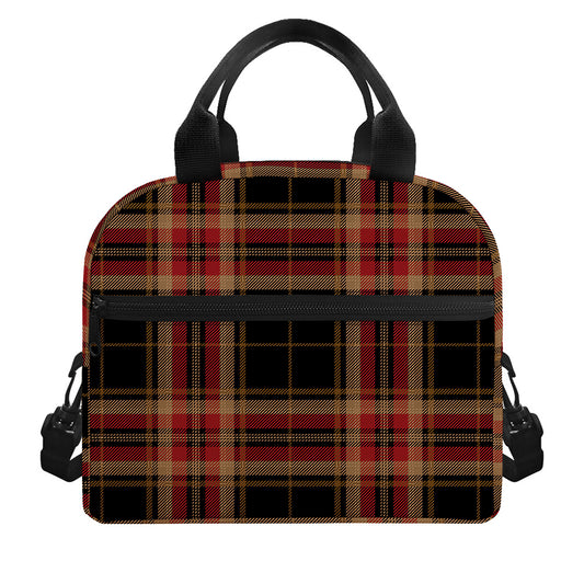 Black And Red Stewart Tartan Print Insulated Lunch Bag
