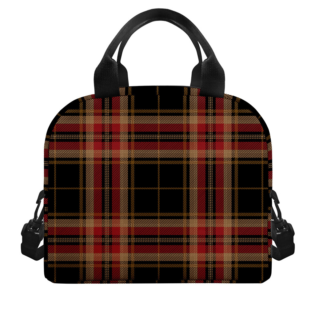 Black And Red Stewart Tartan Print Insulated Lunch Bag