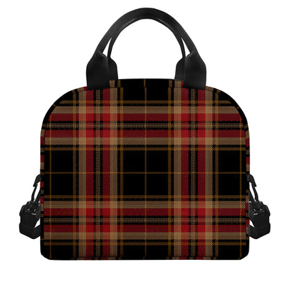 Black And Red Stewart Tartan Print Insulated Lunch Bag