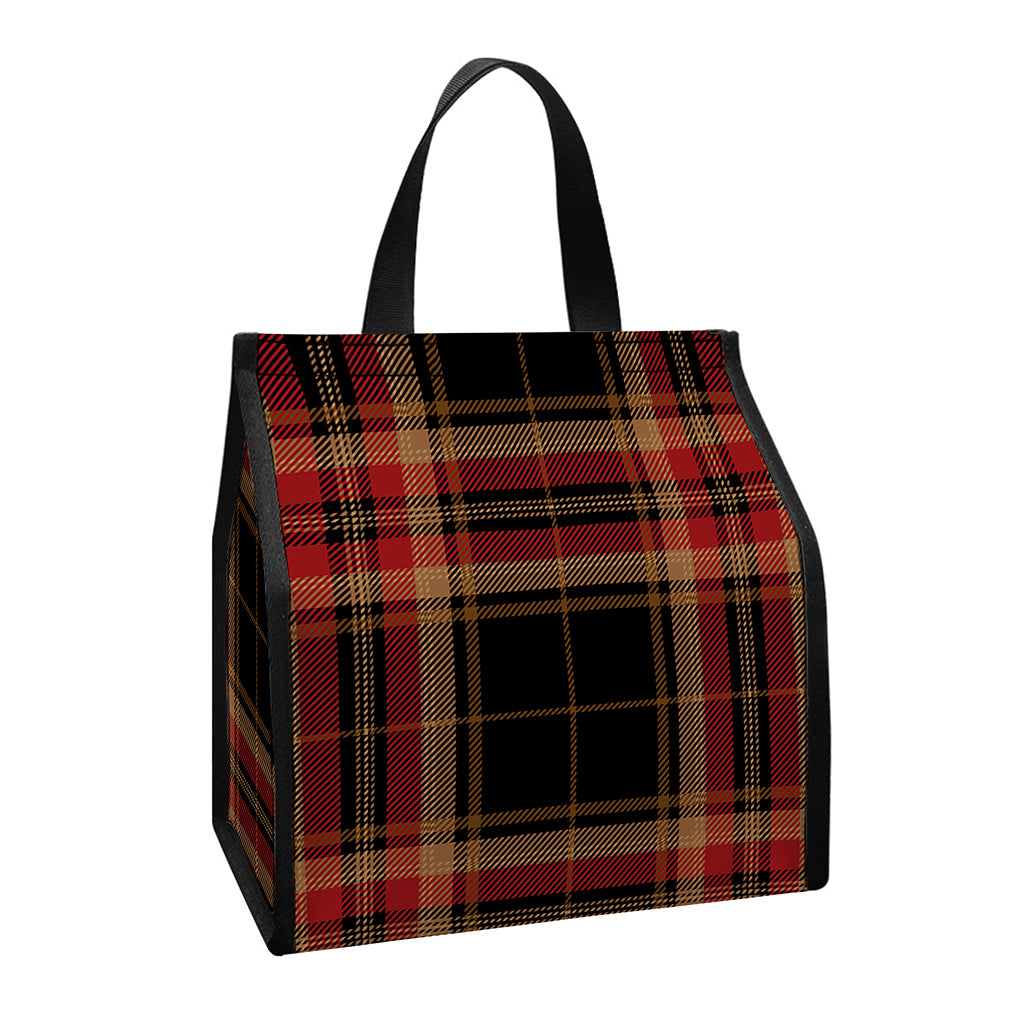 Black And Red Stewart Tartan Print Insulated Lunch Tote