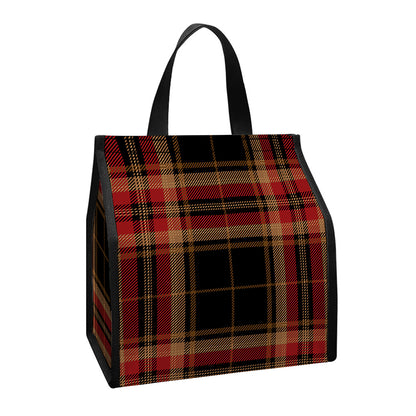 Black And Red Stewart Tartan Print Insulated Lunch Tote