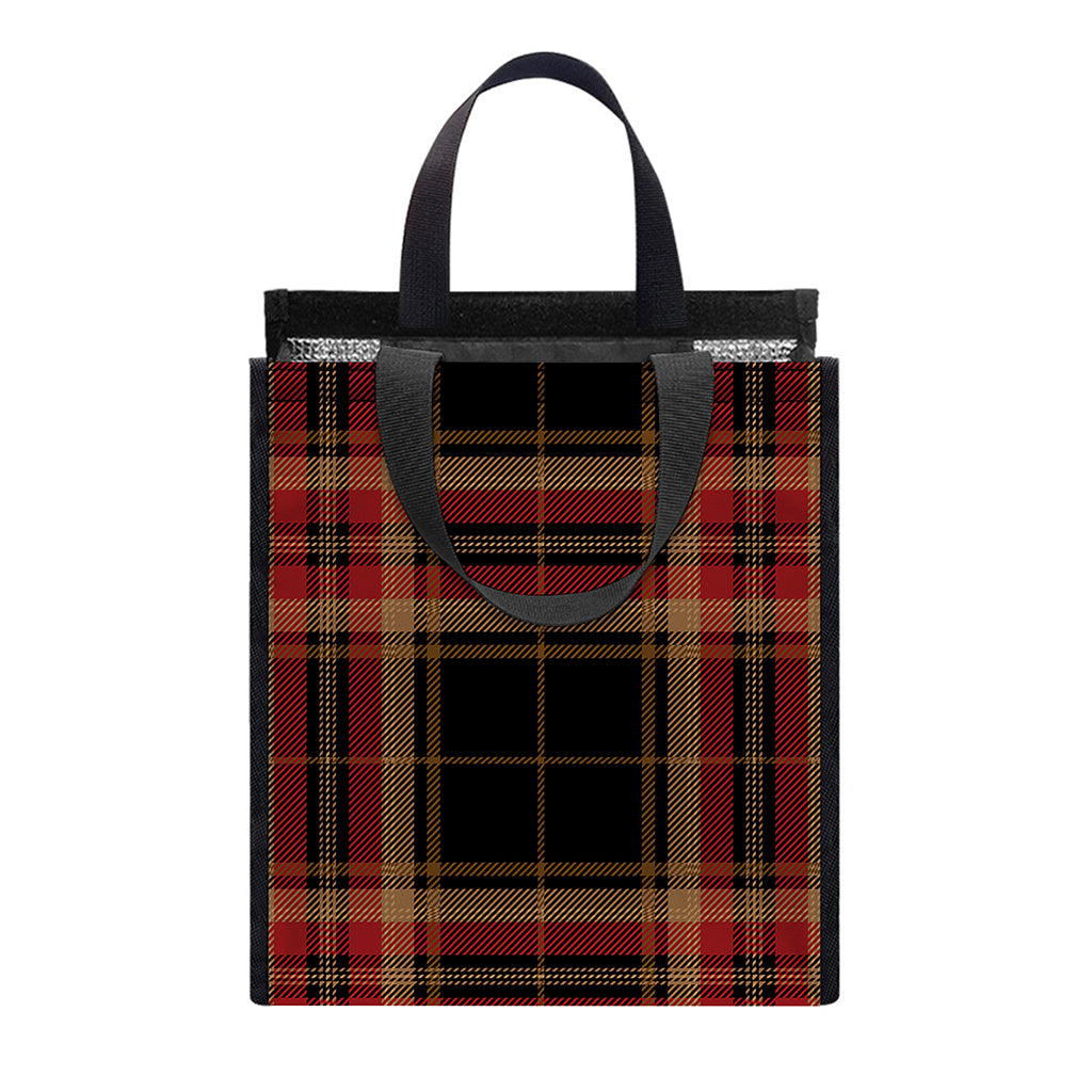 Black And Red Stewart Tartan Print Insulated Lunch Tote