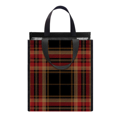 Black And Red Stewart Tartan Print Insulated Lunch Tote