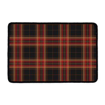 Black And Red Stewart Tartan Print Kitchen Mat
