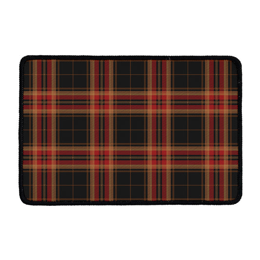 Black And Red Stewart Tartan Print Kitchen Mat