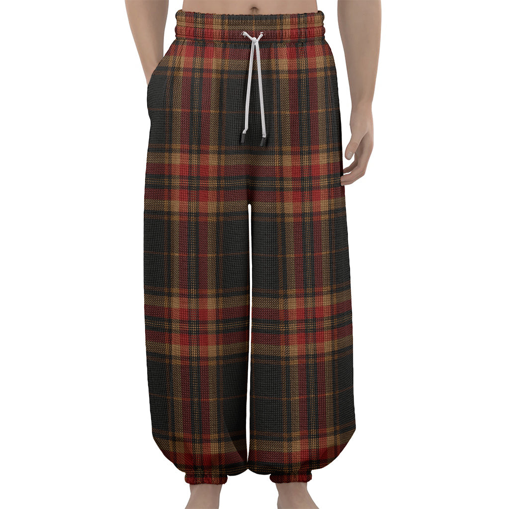 Black And Red Stewart Tartan Print Lantern Pants