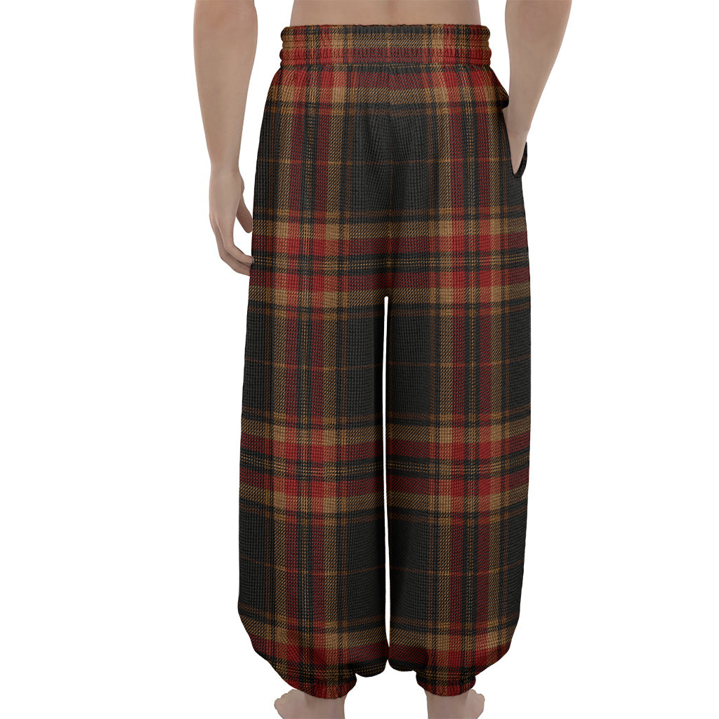 Black And Red Stewart Tartan Print Lantern Pants