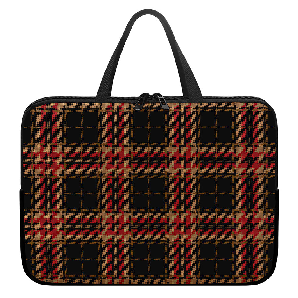 Black And Red Stewart Tartan Print Laptop Sleeve With Handle