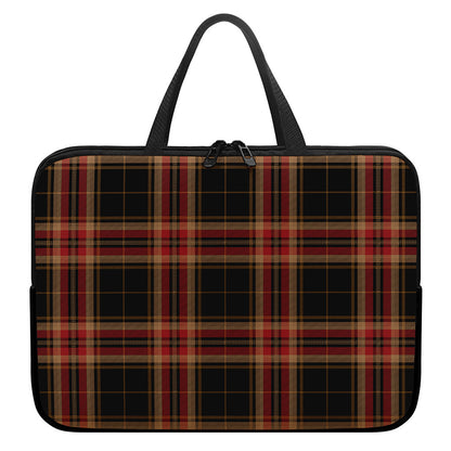 Black And Red Stewart Tartan Print Laptop Sleeve With Handle