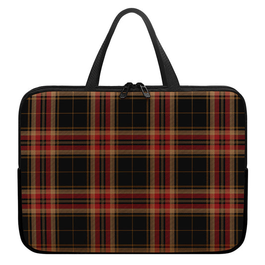 Black And Red Stewart Tartan Print Laptop Sleeve With Handle