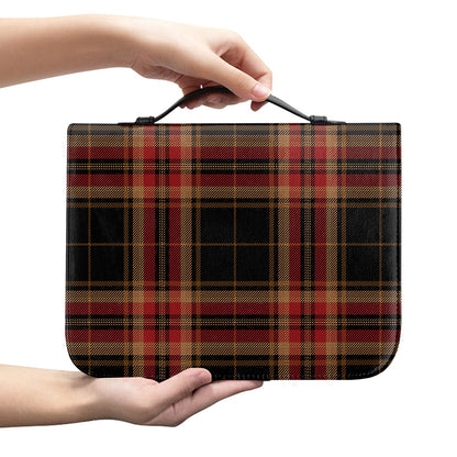 Black And Red Stewart Tartan Print Leather Bible Cover