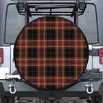Black And Red Stewart Tartan Print Leather Spare Tire Cover