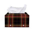 Black And Red Stewart Tartan Print Leather Tissue Box Cover