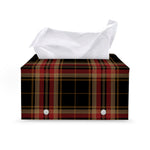 Black And Red Stewart Tartan Print Leather Tissue Box Cover