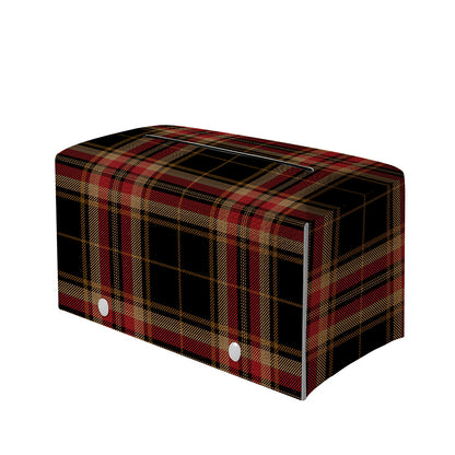 Black And Red Stewart Tartan Print Leather Tissue Box Cover