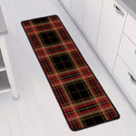 Black And Red Stewart Tartan Print Long Kitchen Mat