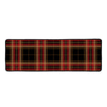 Black And Red Stewart Tartan Print Long Kitchen Mat