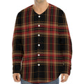 Black And Red Stewart Tartan Print Long Sleeve Baseball Jersey