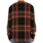 Black And Red Stewart Tartan Print Long Sleeve Baseball Jersey