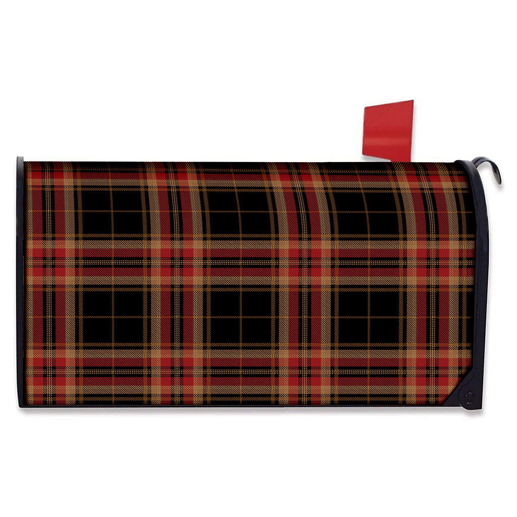 Black And Red Stewart Tartan Print Mailbox Cover