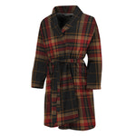 Black And Red Stewart Tartan Print Men's Bathrobe