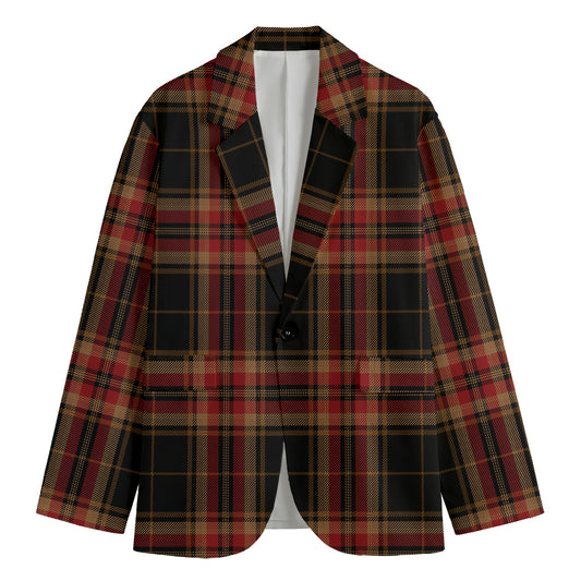 Black And Red Stewart Tartan Print Men's Blazer