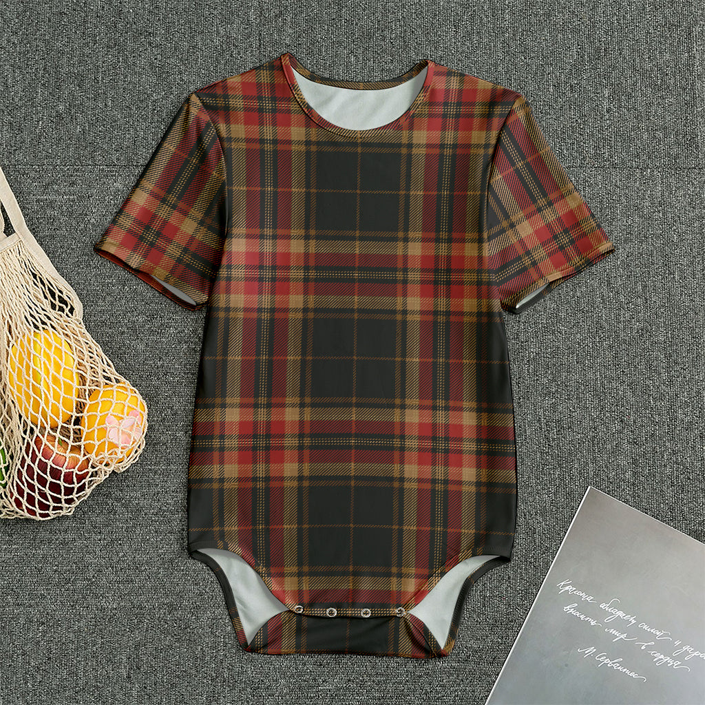 Black And Red Stewart Tartan Print Men's Bodysuit