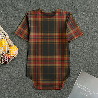 Black And Red Stewart Tartan Print Men's Bodysuit