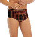 Black And Red Stewart Tartan Print Men's Briefs