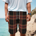 Black And Red Stewart Tartan Print Men's Cargo Shorts