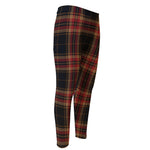 Black And Red Stewart Tartan Print Men's Compression Pants