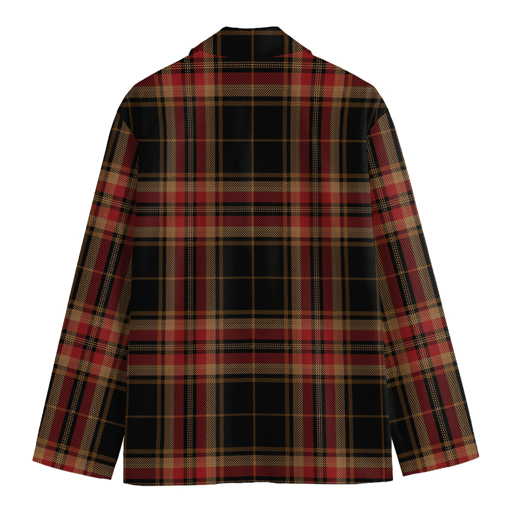 Black And Red Stewart Tartan Print Men's Cotton Blazer