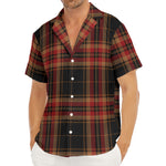 Black And Red Stewart Tartan Print Men's Deep V-Neck Shirt
