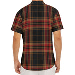 Black And Red Stewart Tartan Print Men's Deep V-Neck Shirt