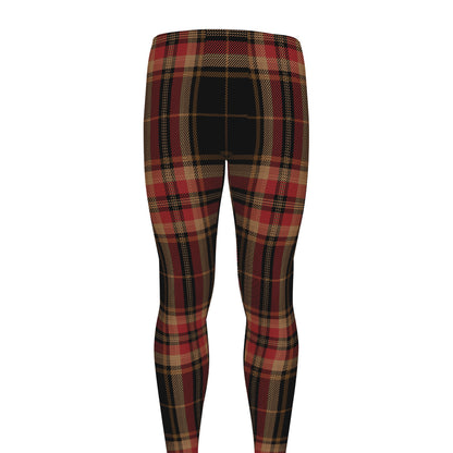 Black And Red Stewart Tartan Print Men's leggings