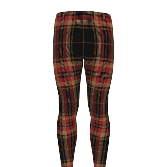 Black And Red Stewart Tartan Print Men's leggings