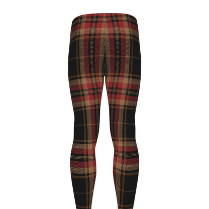 Black And Red Stewart Tartan Print Men's leggings