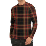 Black And Red Stewart Tartan Print Men's Long Sleeve Rash Guard
