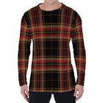 Black And Red Stewart Tartan Print Men's Long Sleeve T-Shirt