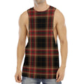 Black And Red Stewart Tartan Print Men's Muscle Tank Top