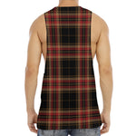 Black And Red Stewart Tartan Print Men's Muscle Tank Top