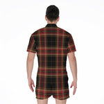 Black And Red Stewart Tartan Print Men's Rompers