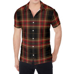 Black And Red Stewart Tartan Print Men's Shirt